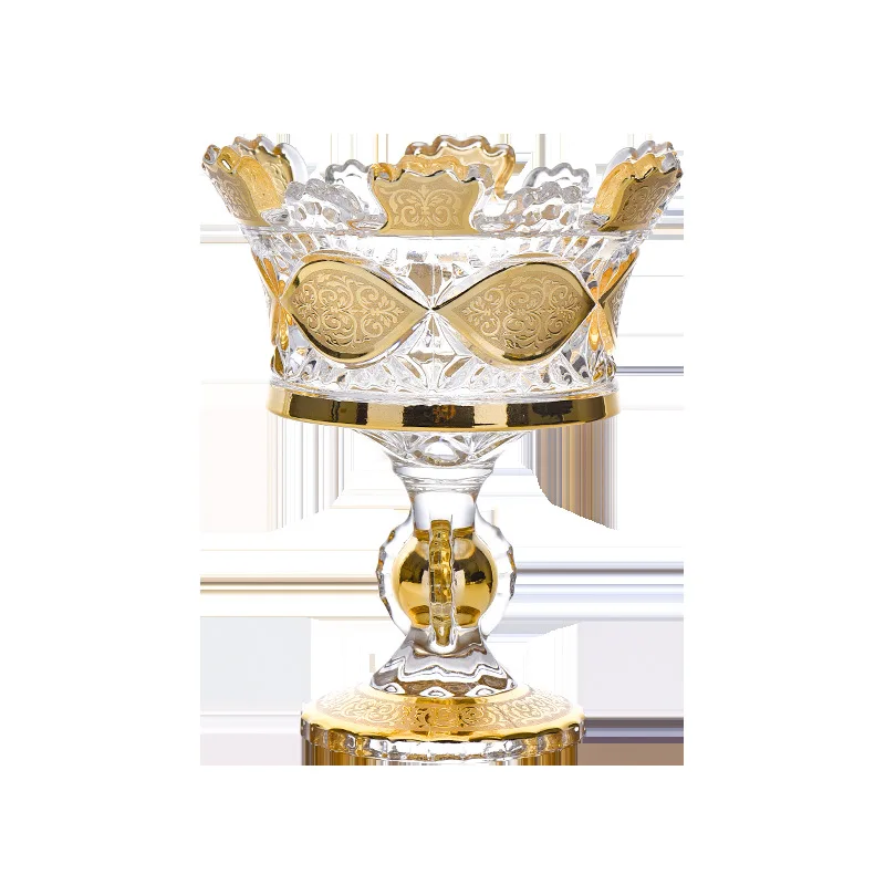 

Gold, crown fruit bucket, court style, European style, tall fruit plate, exquisite, living room, ornaments, decoration