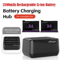 2500mAh Rechargeable Li-ion Battery for Insta 360 X4 , Amagisn Battery Charger 3 Slots Battery Charger For Insta360 X4 Accessory