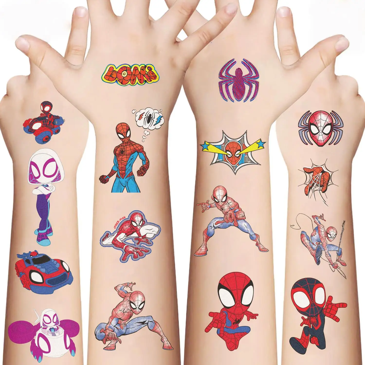 สติกเกอร์ลายการ์ตูน 10 ชิ้น สติกเกอร์ลายอนิเมะเท่ๆ สำหรับงานปาร์ตี้เด็ก ชุดสติกเกอร์รอยสักชั่วคราว ของขวัญเด็ก ของเล่น