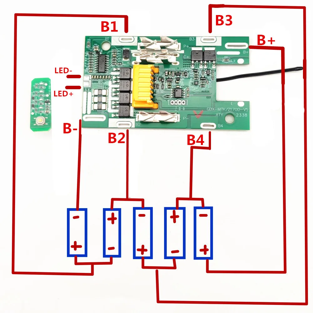 5S3P 15x21700 Obudowa baterii litowo-jonowej BMS Obwód zabezpieczający ładowanie Obudowa do obudowy makita 18V 12.0Ah bez baterii