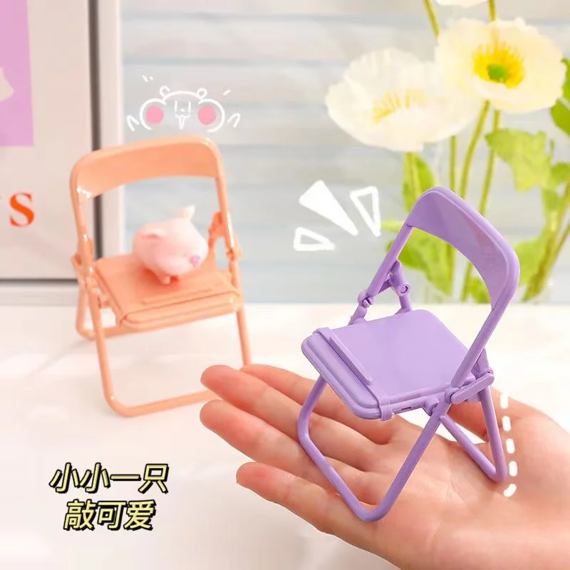 Portable Mini Mobile Phone Stand Desktop Chair Stand 4 Color Adjustable Macaron Color Stand Foldable Shrink Decoration Decoratio