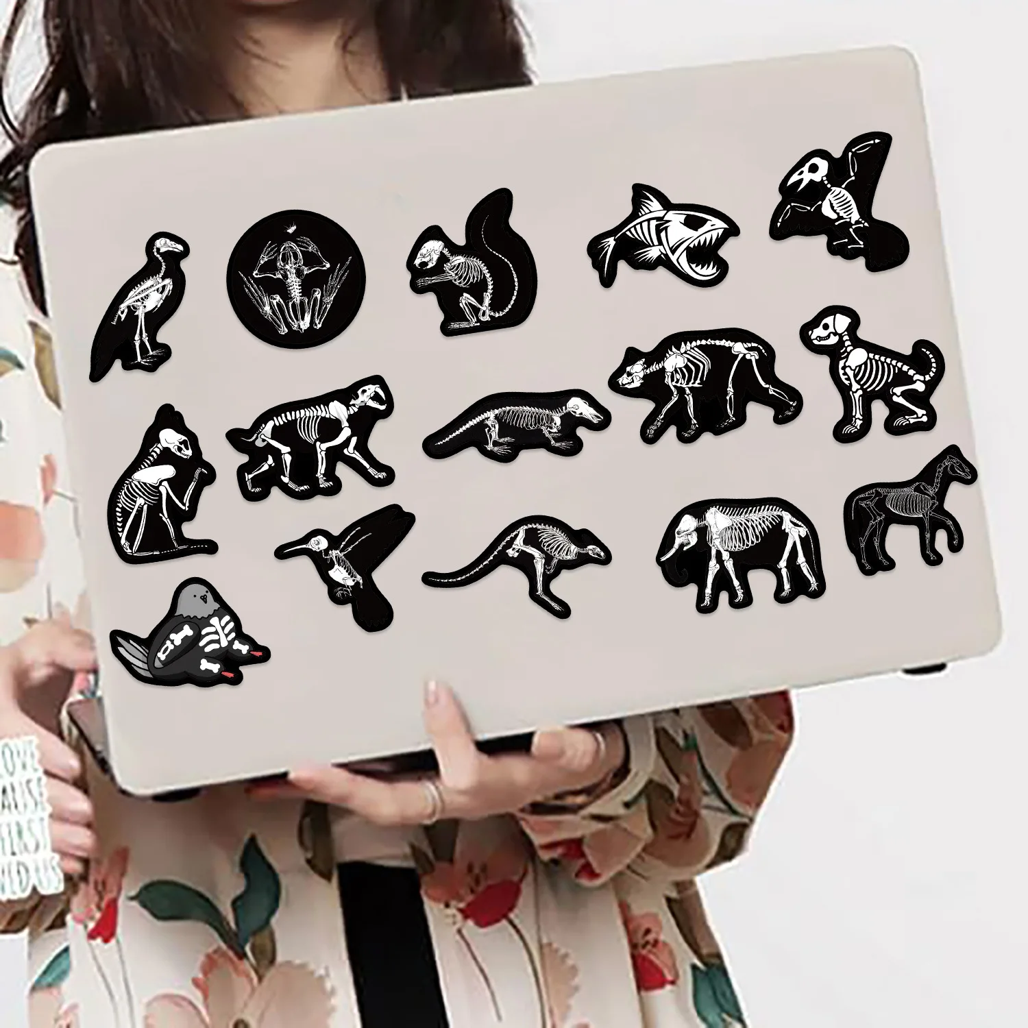 10/56PCS Black animal bones Graffiti Sticker Aesthetic Decorative Scrapbook Luggage Laptop Phone Guitar Notebook Toys Stickers