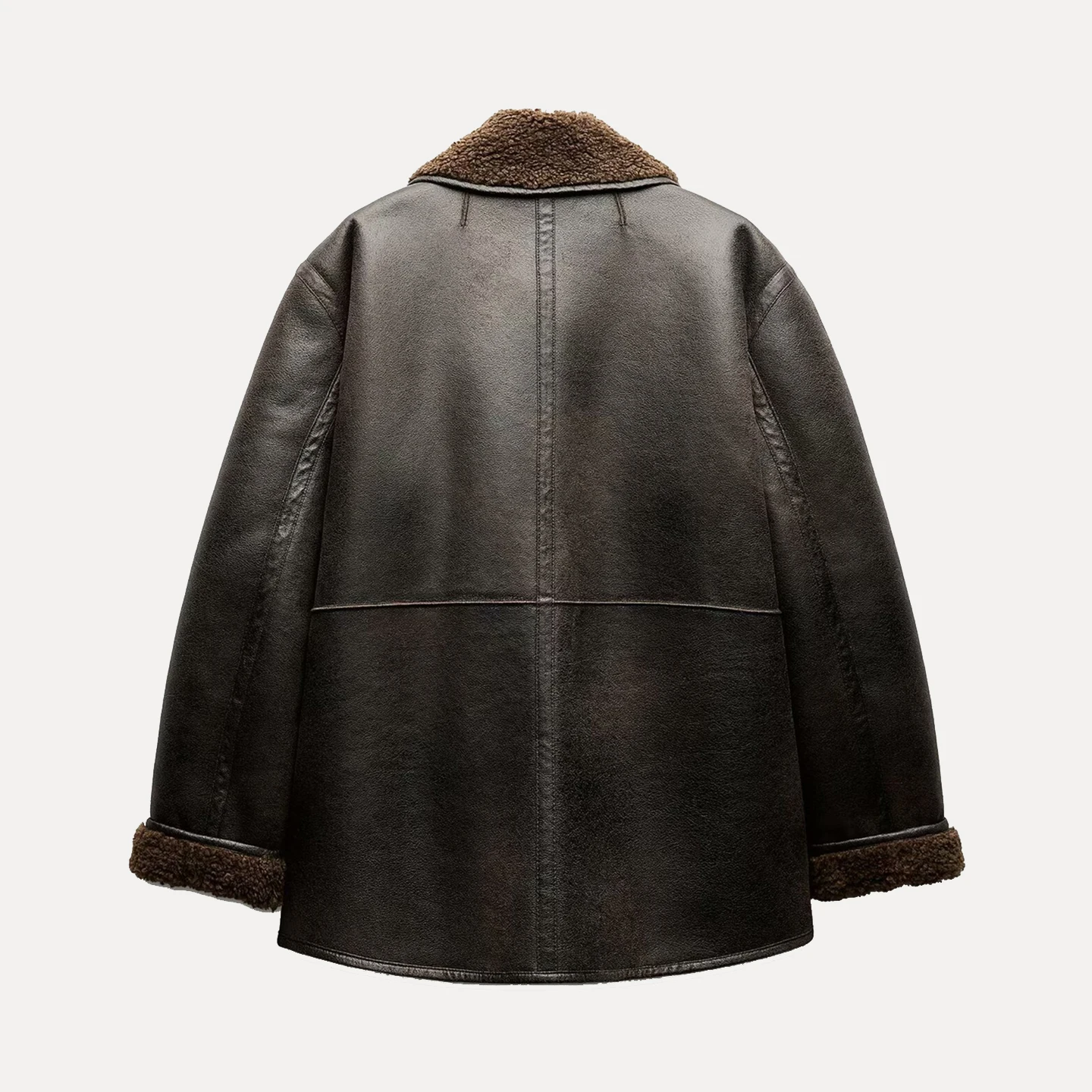 両面着用可能なフェイクレザーファー一体型レディースコート 2025年秋新作 カジュアルスタイル 長袖 スタンダードバージョン