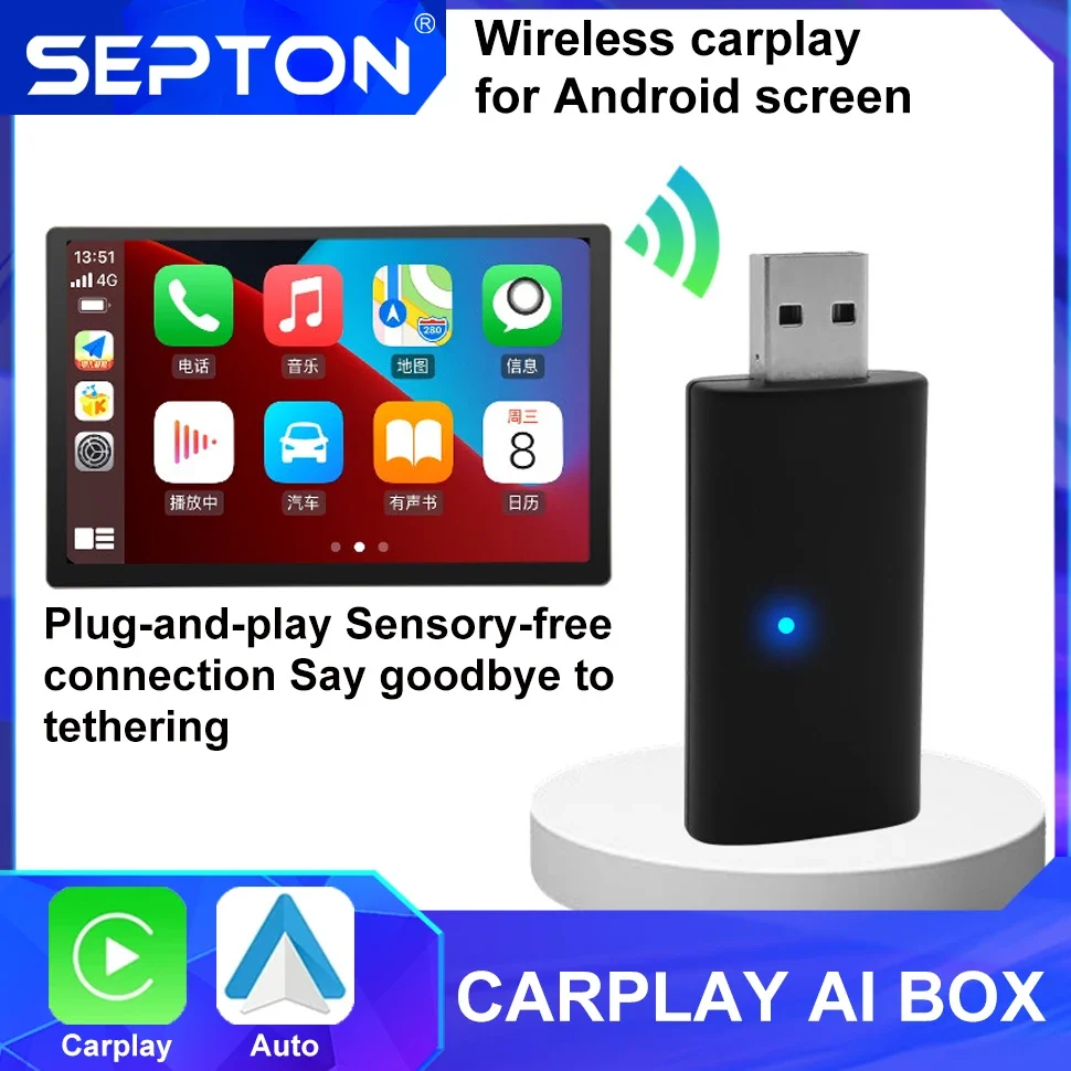 SPETON Car Mini USB AI Box Automatic connection Adapter MLink Airplay To Wireless Carplay For Android Screen Without Caplay HD