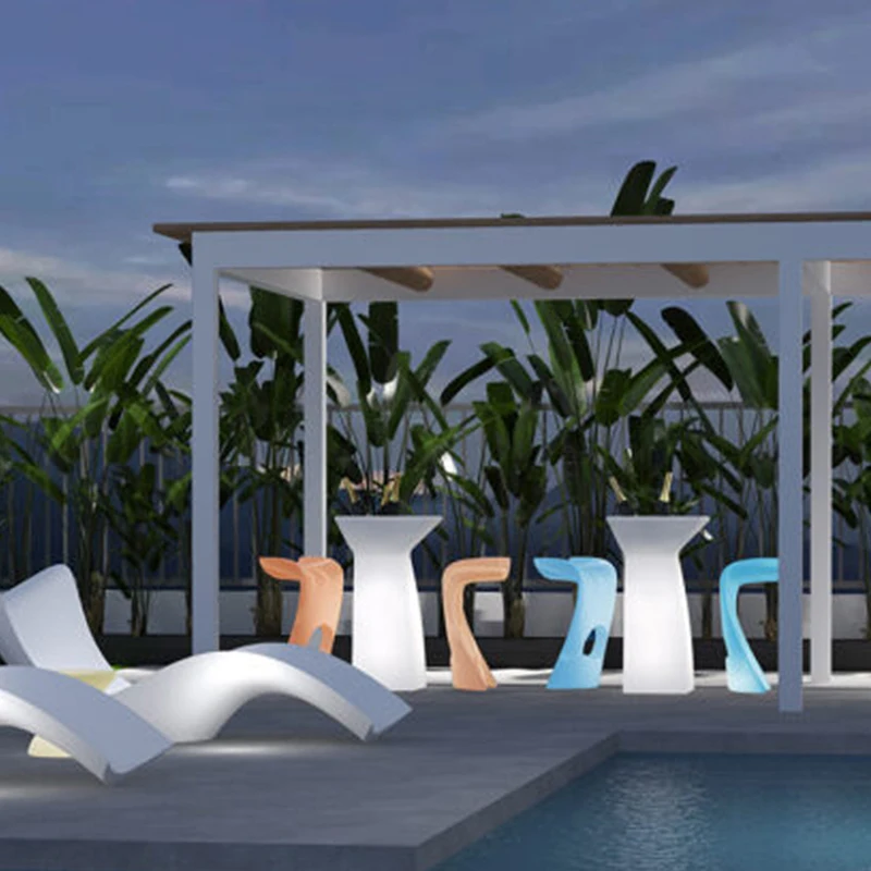 PE Plastic LED Cocktail Table With Bucket 75x60x100cm For Party And Events Color Changing High Bar Table With Storage Riq-T100