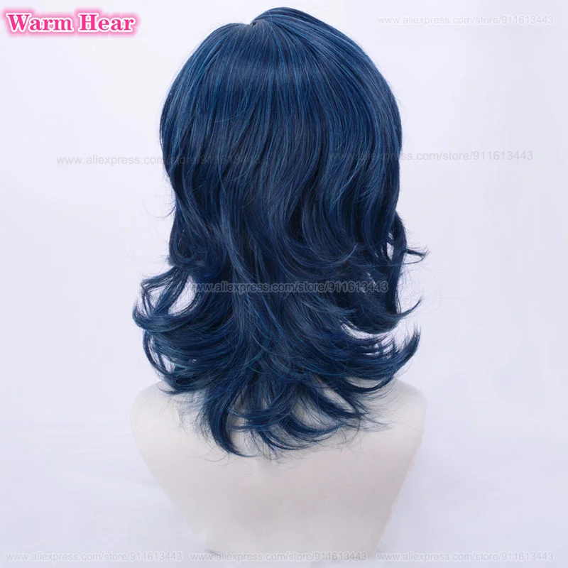  ES Tsumugi Aoba Cosplay Wigs Blue Highlight Wig Glasses Heat Resistant Hair Halloween Party Anime Wigs + Wig Cap