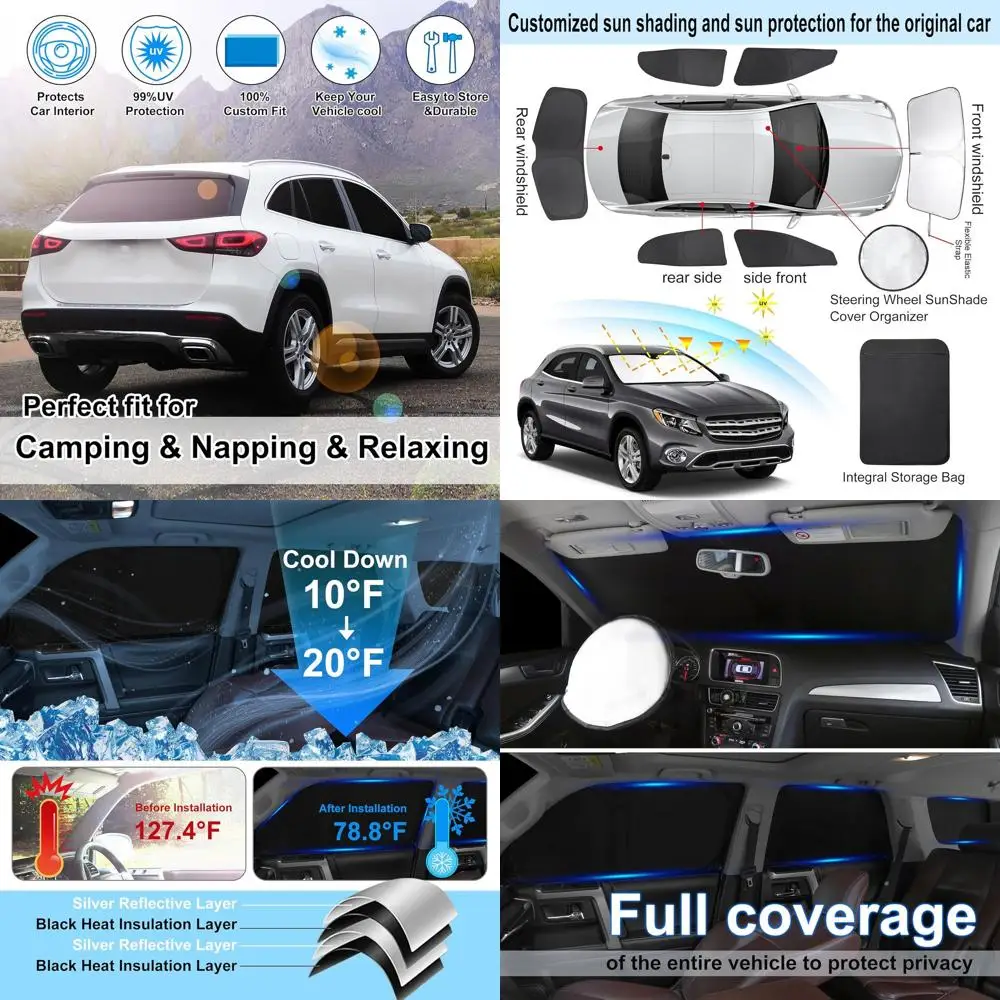 

Солнцезащитный козырек на лобовое стекло на заказ для моделей GLA 2015-2020 гг. — складной, полный комплект, защита конфиденциальности, сохраняет охлаждение автомобиля