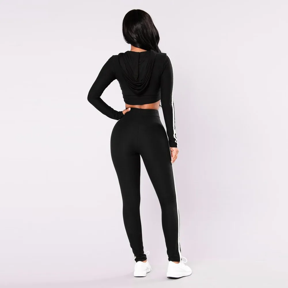 Women 2 Piece Activewear Yoga Set Long Sleeve Crop Tops High Waist Leggings Elastic Workout Push Up Outfits Ropa Deportiva Mujer