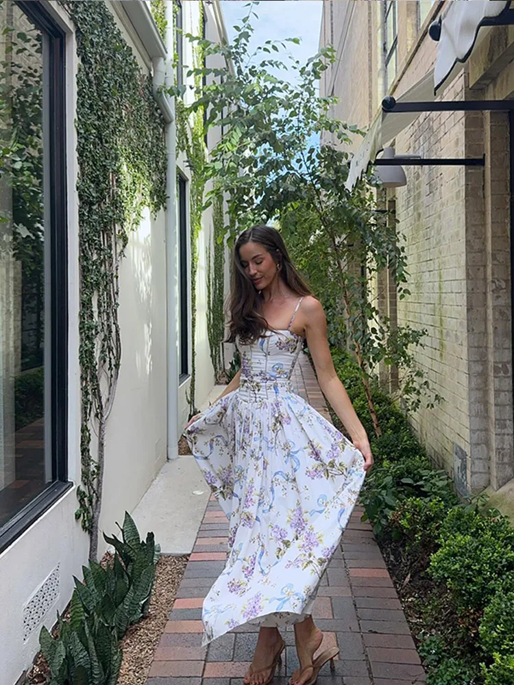 Chic White Backless Women's Pleated Hem Maxi Dress Elegant Boat Collar Sleeveless High Waist Slim Robe New Ladies Summer Vestido image 3