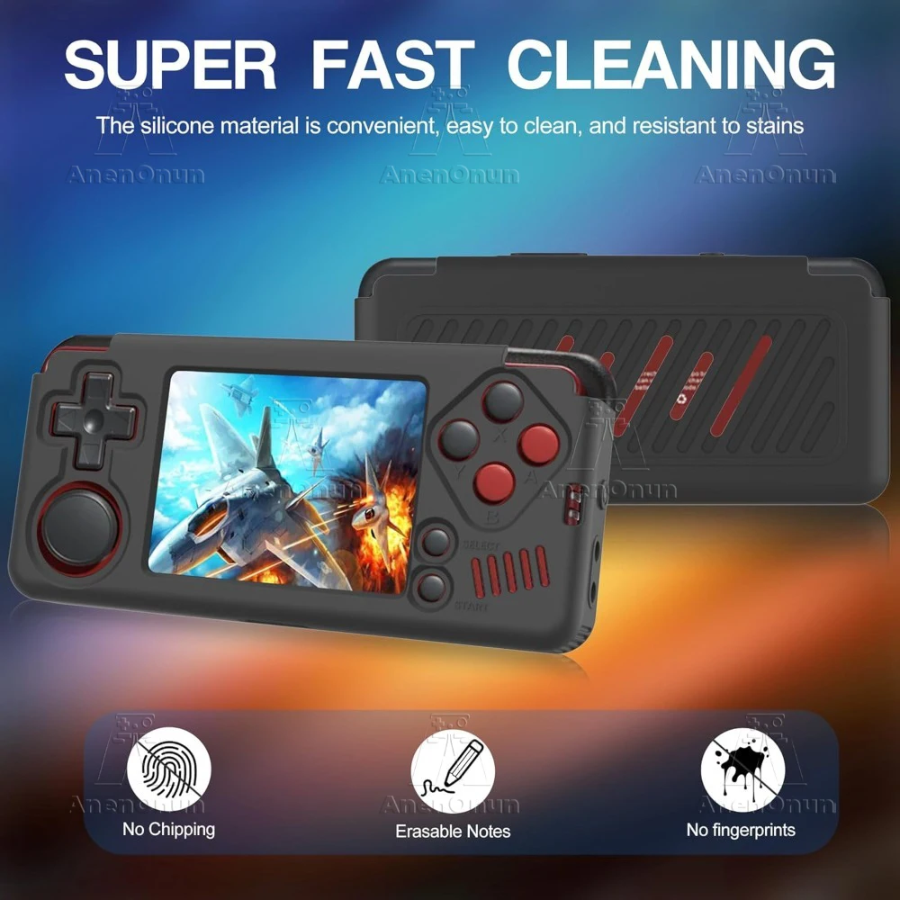 Miyoo A30 Full Protective Case with Lanyard Anti-fall Anti-scratch Anti-slip High Quality Black Silicone Soft Shell Cover Skin