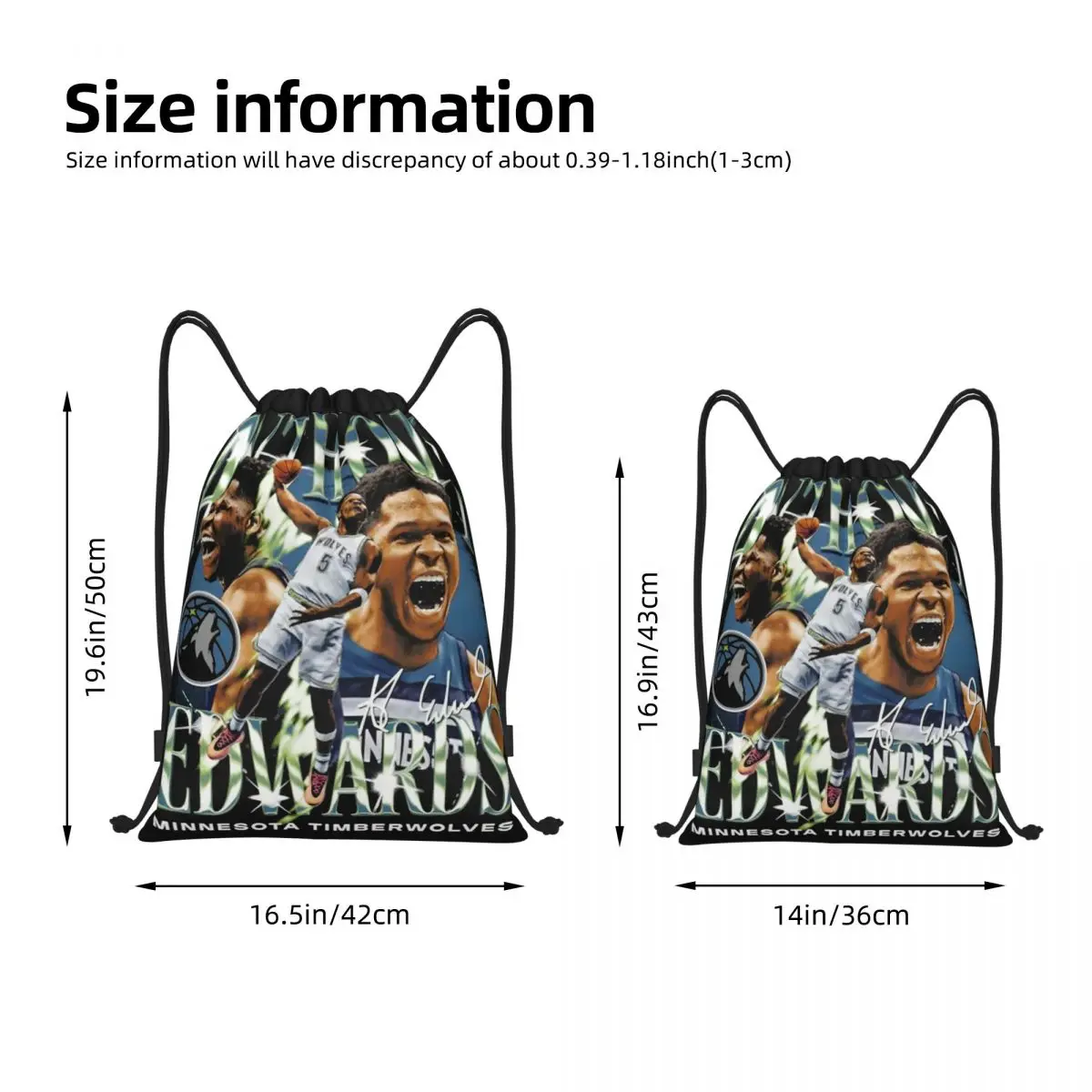 Anthony Edwards ANT Basketball Player Drawstring Backpack Gym Sports Sackpack Water Resistant Sports String Bags for Cycling