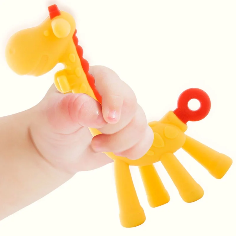 0-1Years Baby Silicone Teether Animal Giraffe Shape Baby Infant Dental Care Teeth Nursing Toddler Toys