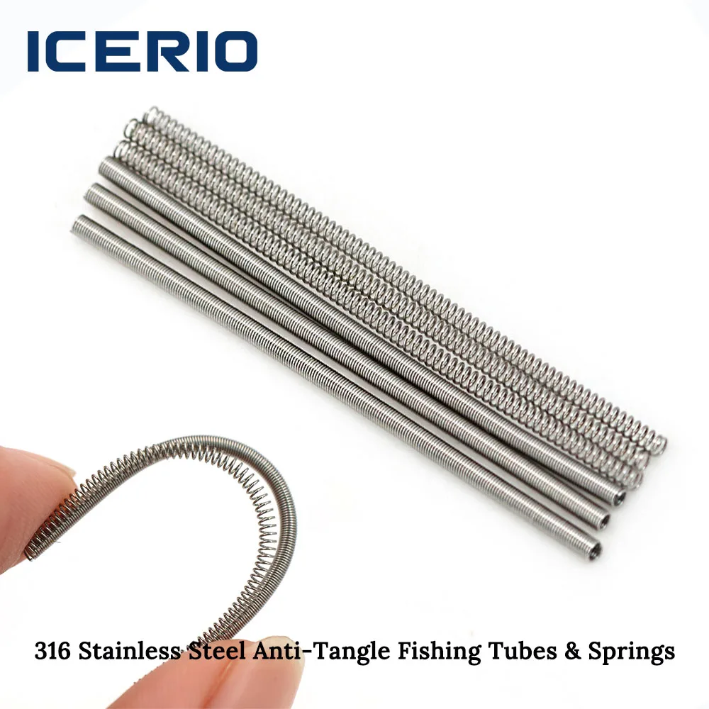 ICERIO 316 Stainless Steel Anti-Tangle Fishing Spring Tubes & Straight Booms - Bite-Proof Rig Protectors for Carp Saltwater Lure