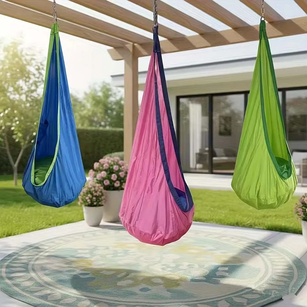 New Children's Hanging Chair Portable Parachute Cloth Swing Bed Indoor Courtyard Model with Inflatable Cushion Hanging Chair