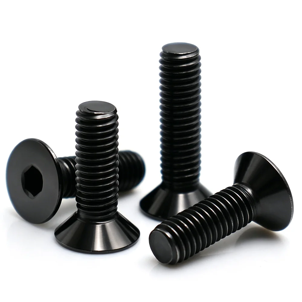 Black 304 Stainless Steel Hex Flat Countersunk Head Socket Cap Screws Hexagon Socket Bolt Allen Drive M2-M10