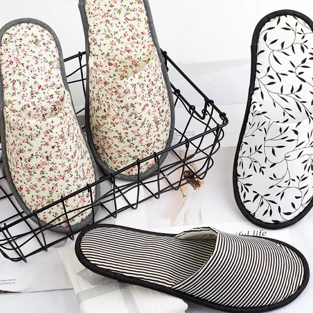 

5 Pairs Durable Non S Cloth Slippers Home Portable Folding Lightweight Travel Slippers For Guests Family Party