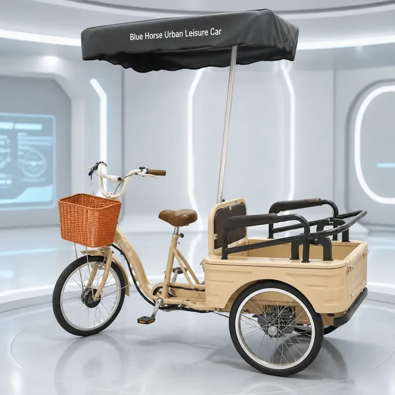 Blue Horse Folding Electric Tricycle for Adults and Seniors with Pedal Assist and Storage Bucket Three Wheel Bike
