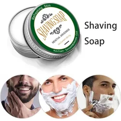 Homem barba sabão de barbear suave de longa duração hidratante suave premium sabão de barbear hortelã sabor espuma abundância suavizante barba