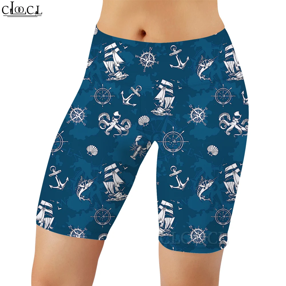 CLOOCL ใหม่แฟชั่นผู้หญิง Legging เรือโจรสลัดรูปแบบ 3D พิมพ์กางเกงขาสั้นสําหรับหญิงออกกําลังกาย Jogging ฟิตเนส Leggings