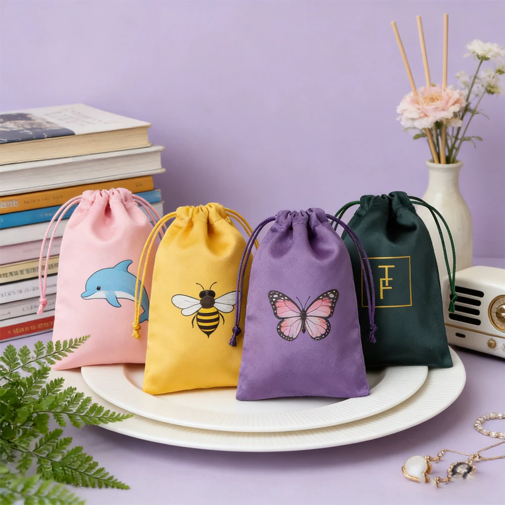 

100 шт. розовых фланелевых мешочков на шнурке для украшений, бархатные хлопковые муслиновые мешочки для свадебных подарков, индивидуальная упаковка для демонстрации и хранения