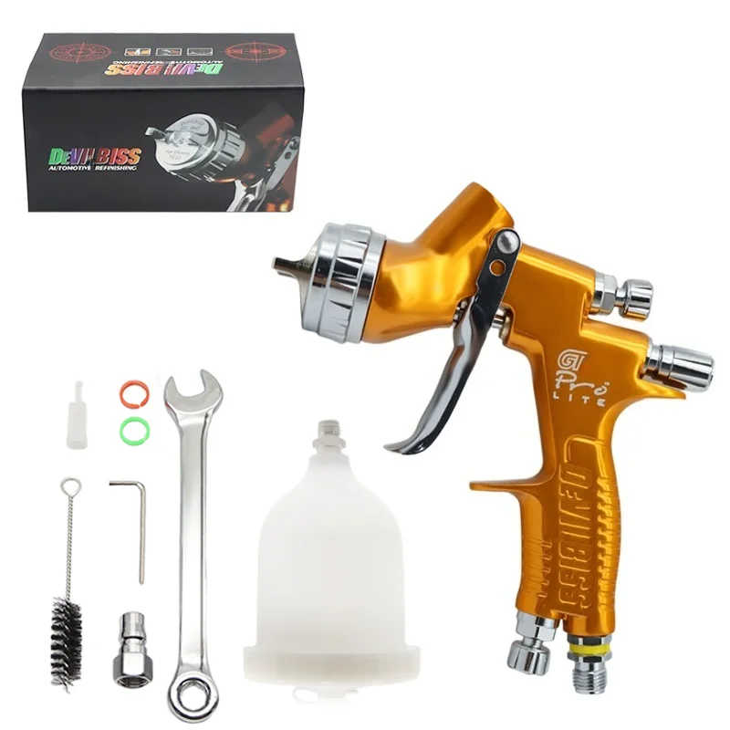 Auto Body Paint Spray Gun Kit Automotive Air Hvlp Spray Gun Car Paint Gun Gravity Kit 1.3mm Tip 600ml Plastic Cup for Car Paint