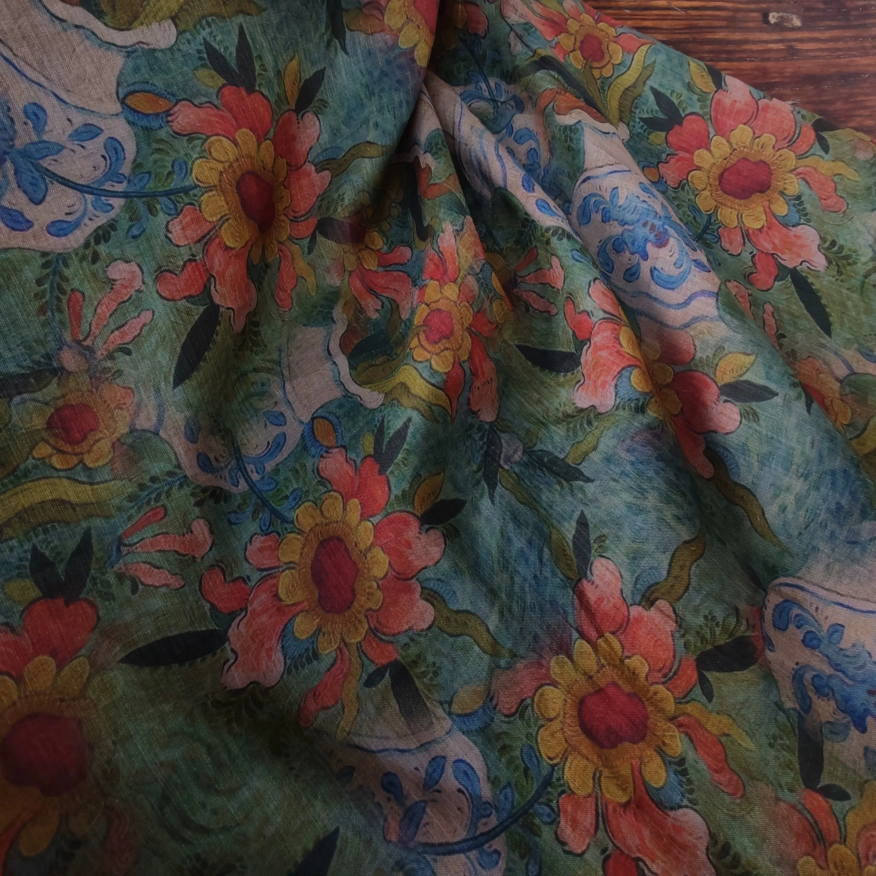 

1yard digital printing patchwork ramie fabric High grade summer brand robe dress cheongsam fabrics for clothing