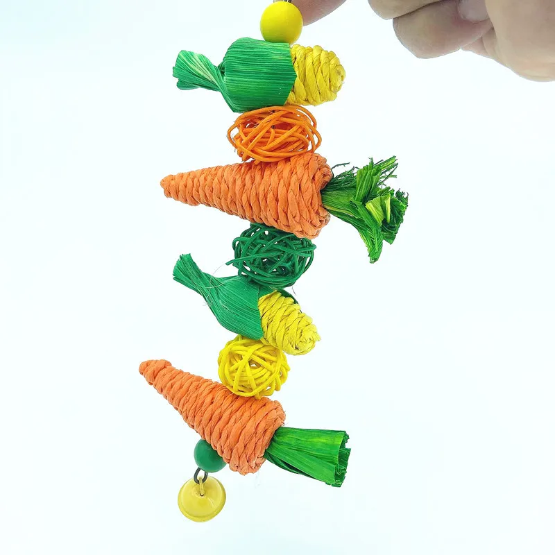 1pc Random Color & Style Handmade Woven Vine, Carrot & Corn Shaped Chew Toy for Small Pets (hamster, Rabbit, Bird, Parrot, Etc.)