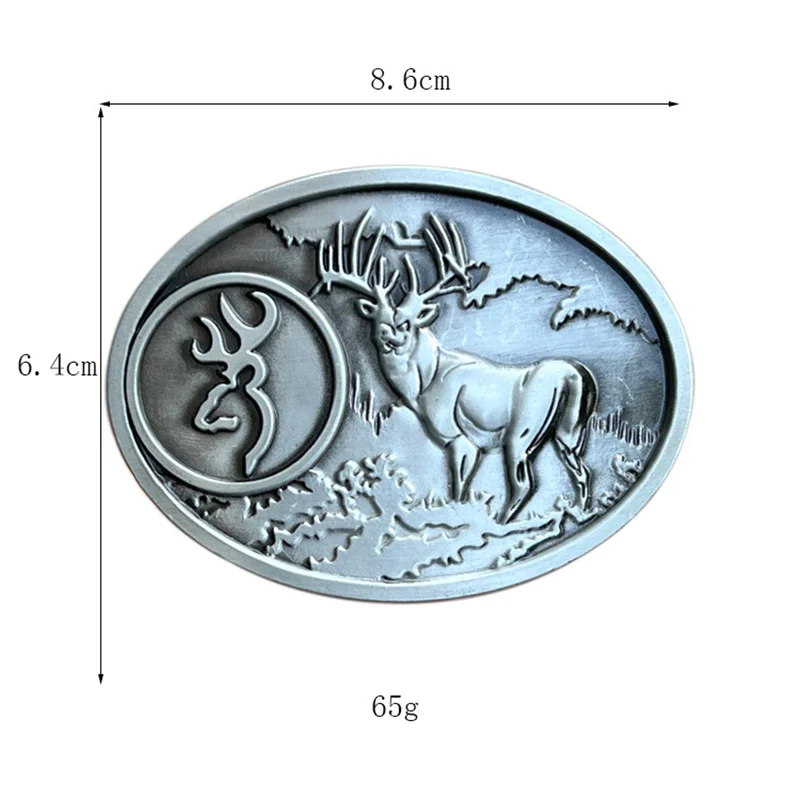 مشبك حزام بشعار الأيائل من سبائك الزنك على الطراز الغربي