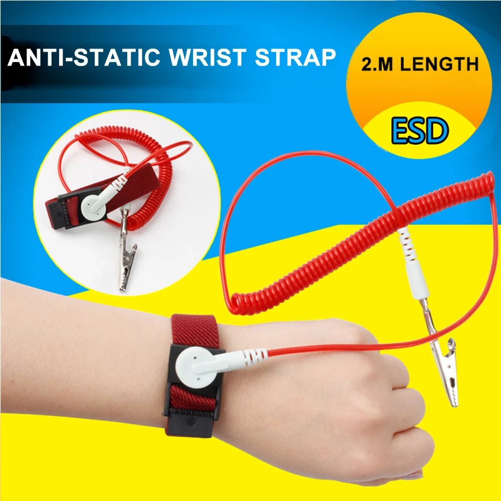 10Pcs/5Pcs ESD Grounding Wrist Strap 2M Wire Anti Static Bracelet Electrostatic Corded Adjustable Discharge Cable Wrist Band