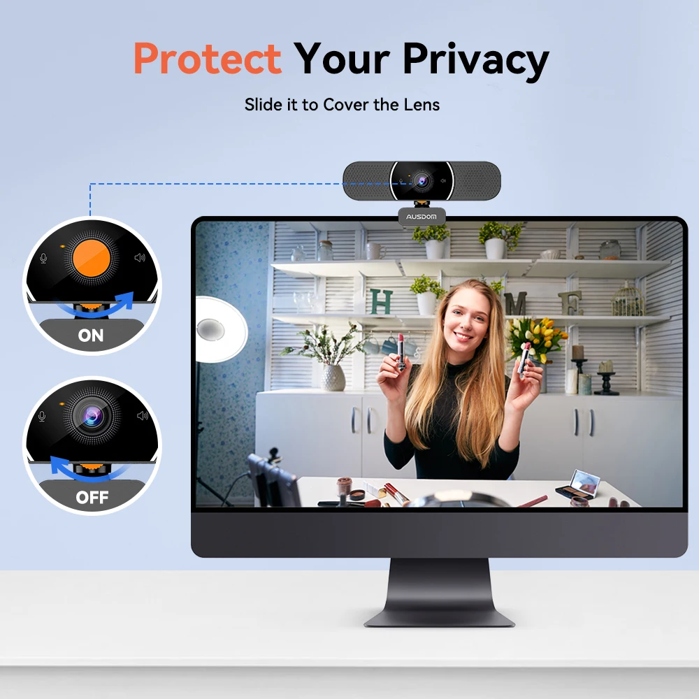 Webcam 2K tout-en-un AW616 avec microphone AI et haut-parleur, couverture de confidentialité, caméra d'ordinateur USB pour conférence, première mondiale supérieure