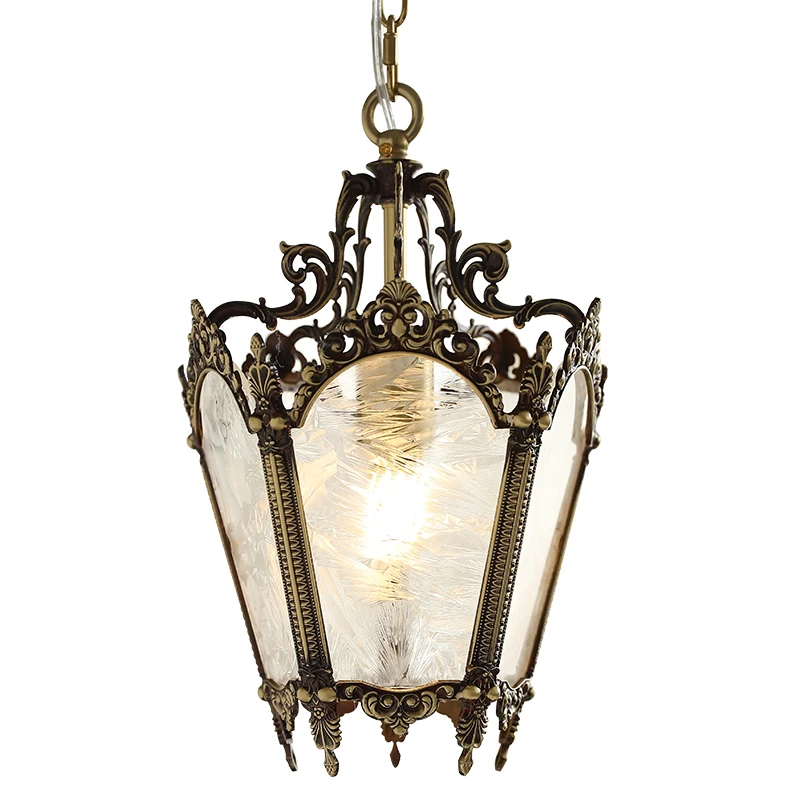 

Art house, American retro all-copper entrance chandelier, Western antique aisle balcony