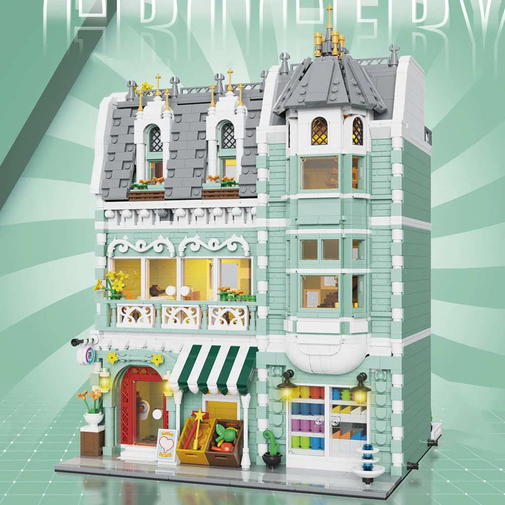 MINI Bricks European Market Street Café Villa Store House Building Blocks City Street View Scene Model Assemble Toy Kid Gifts