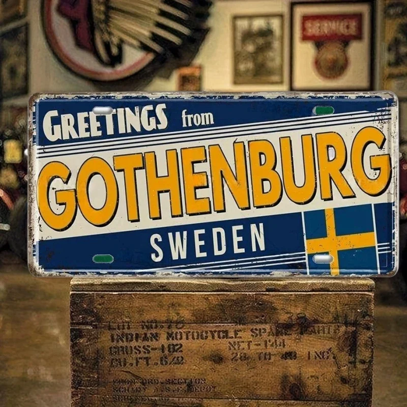 Finland Denmark Norway License Plate Landmark SWEDEN Front Vanity Tag City State Decorative Garage Club Bar Cafe Wall Decor