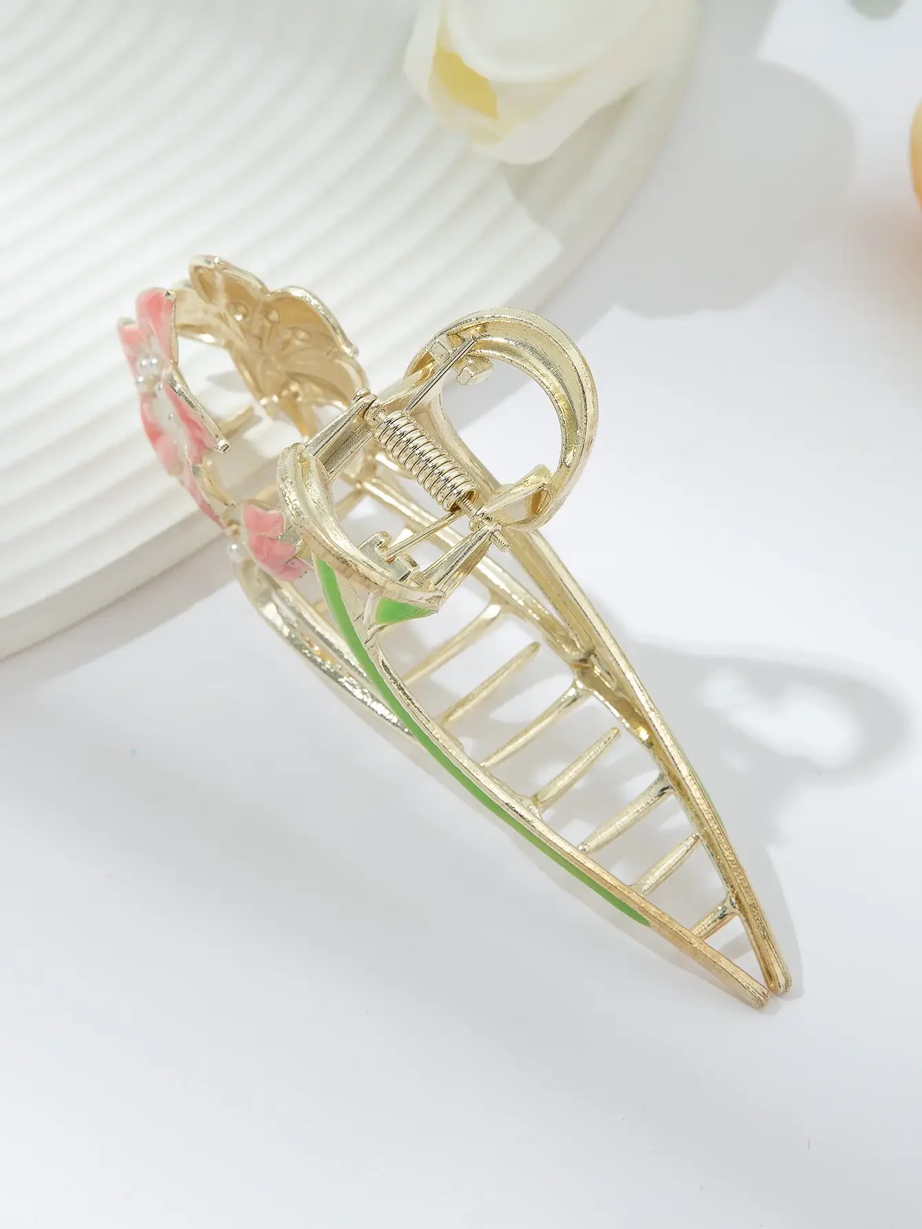 1pcs Alloy Oil Drop Flower Hair Clip Cute Headwear, Suitable For Daily And Holiday Wear