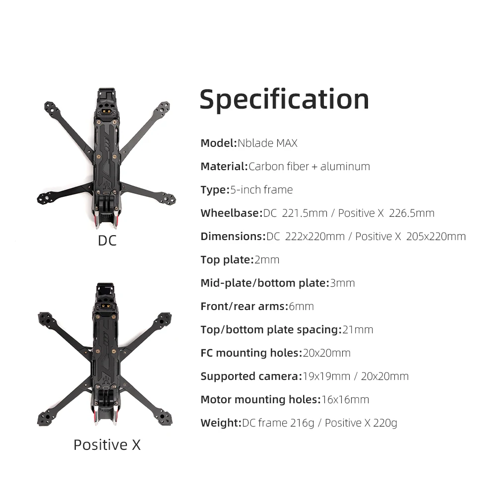 โครงเครื่องบิน HGLRC Nblade Max ขนาด 5 นิ้ว สำหรับ FPV