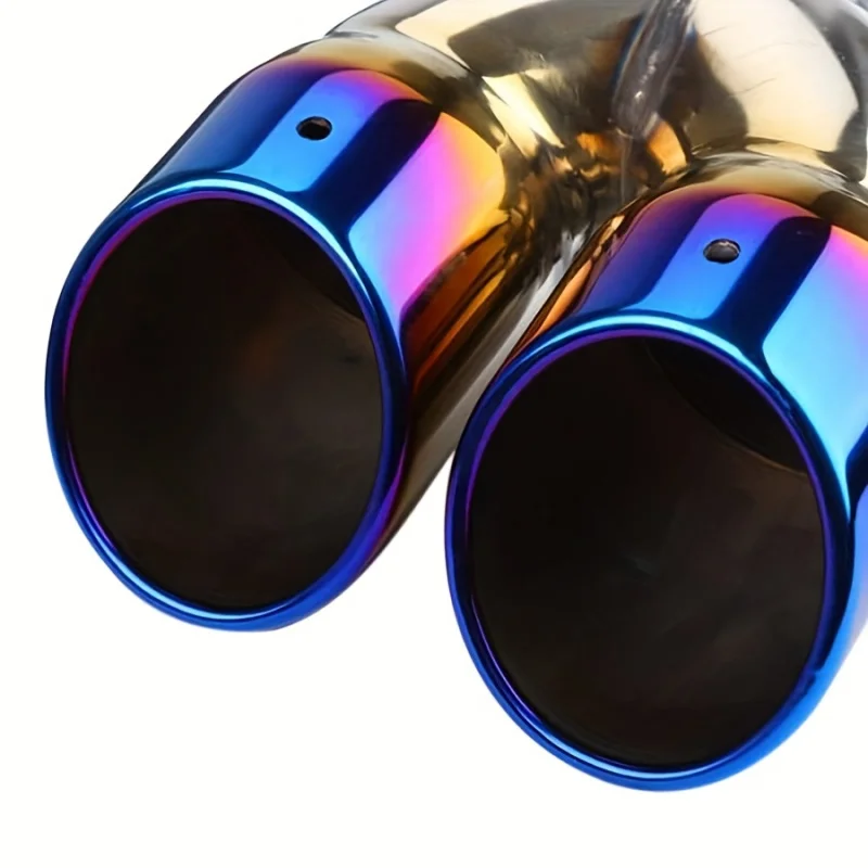 2.5 بوصة مدخل مزدوج العادم تلميح الفولاذ المقاوم للصدأ مصقول كاتم الصوت الذيل العالمي الترباس على المزدوج منفذ العادم أنبوب مستقيم