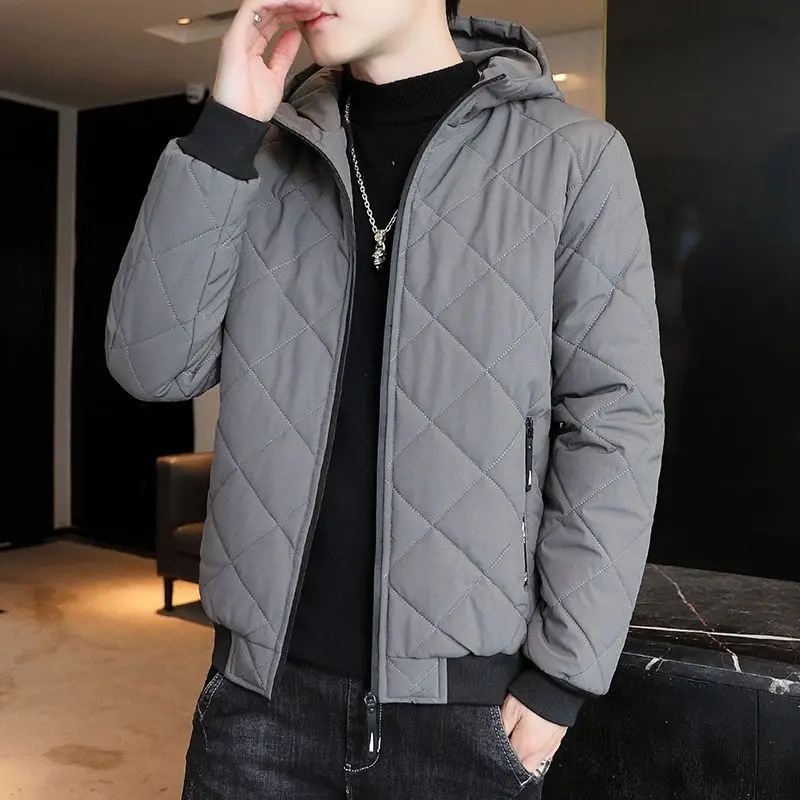 Winter Men's Plush Thickened Parkas Zipper Casual Sports Fleece Black Coats Hooded Warm Bomber Shorts Windproof Snow Jacket