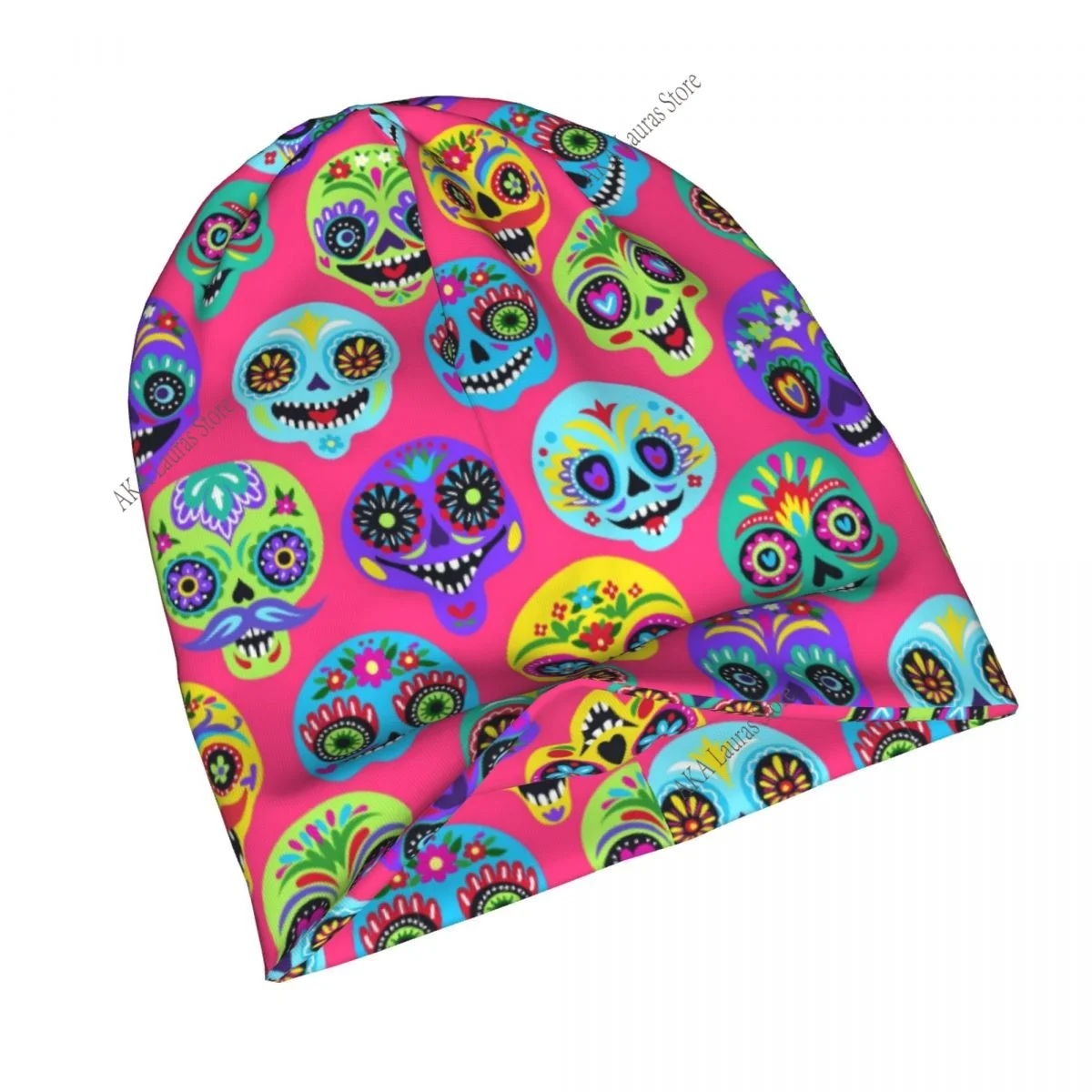 Sugar Skull Mexican Flower Unisex Bonnet Winter Outdoor Double Layer Thin Hats For Men Women
