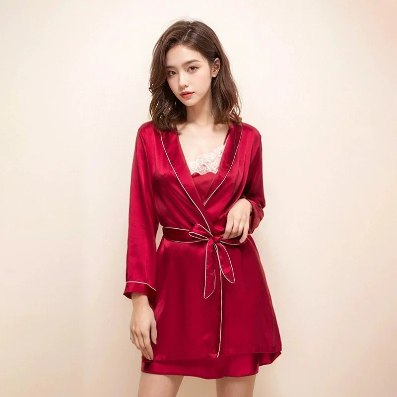 

2025 Summer Pure Silk Robe for Women - Light Luxury, European and American Sexy Style, Single Robe, 100% Mulberry Silk Loungewea