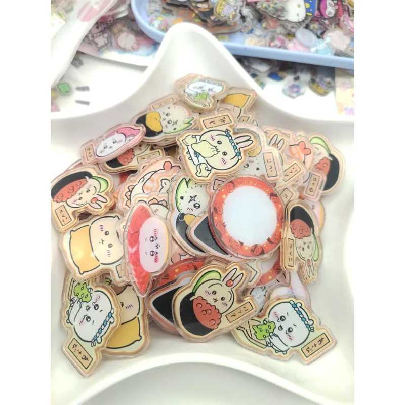 Cartoon Anime Chiikawa Sushi Acrylic Patch Transparent 4cm Handmade DIY PP Clip Keychain accessory Material Retail Wholesale