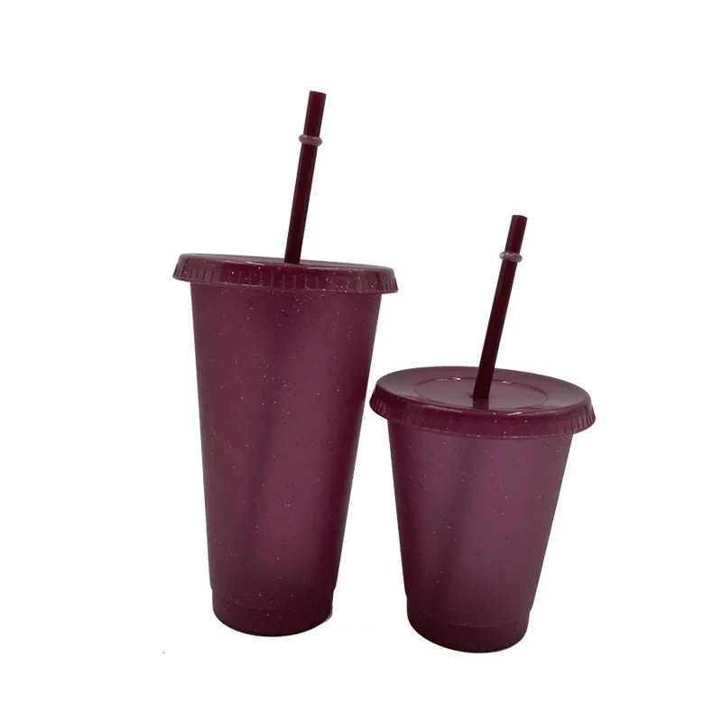 Tazza di paglia creativa tazza di Glitter con paillettes tazza di paglia colorata di succo di caffè tazza di paglia semplice carino netto rosso fondo di plastica tazza portatile all'aperto