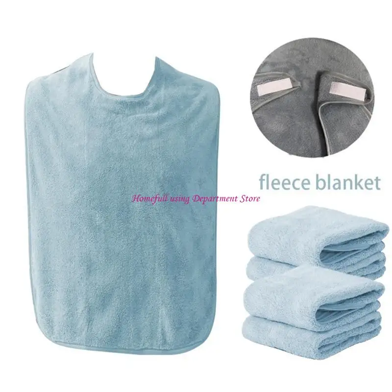 

Multipurpose Coral Fleece Dining Clothing Protector for Elderly Washable Adult Bib Reusable Feeding Large Towel Bib