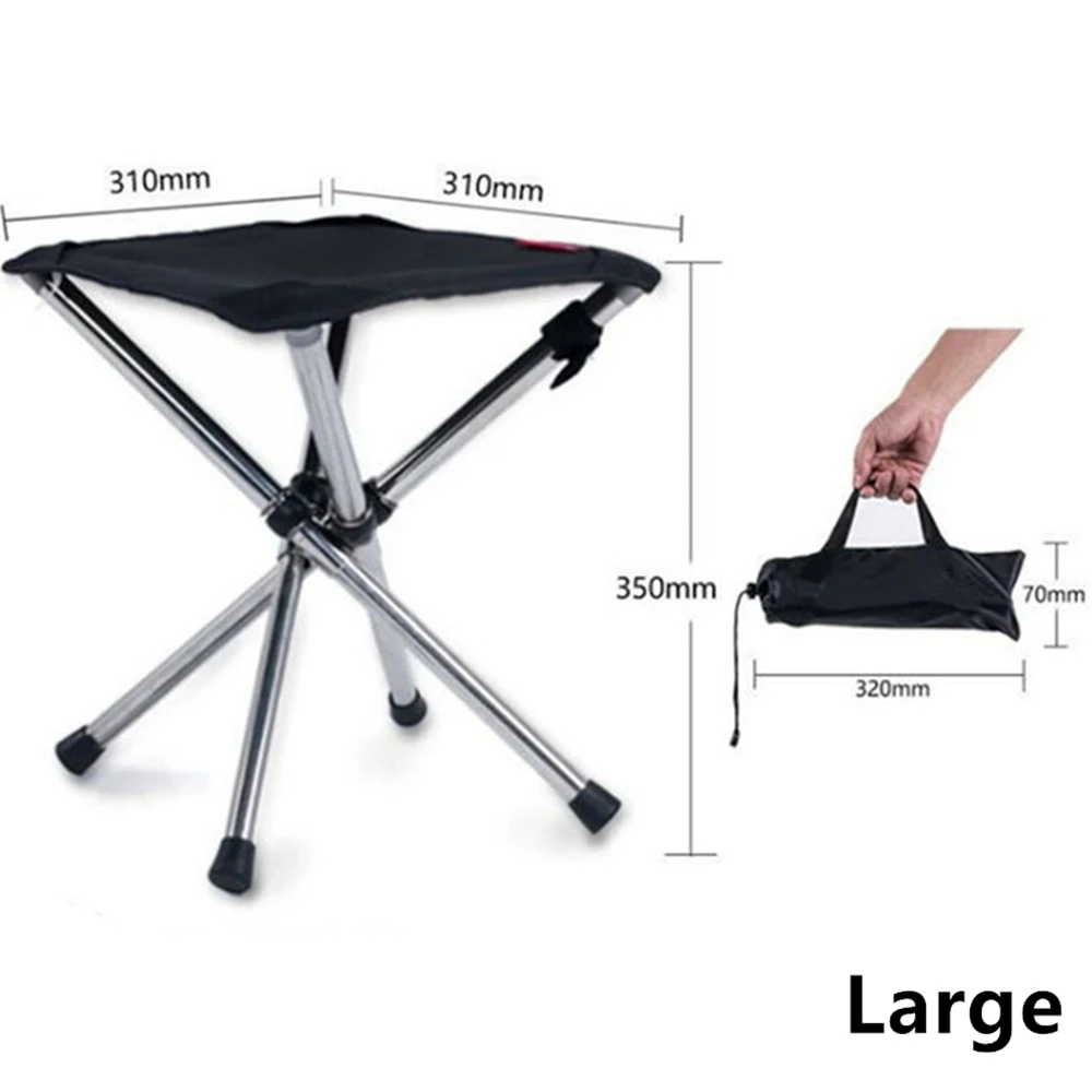 Outdoor Camping Chair Stainless Steel Folding Fishing Chair Max Bear 150KG Retractable Portable Picnic Stool for Travel Hiking