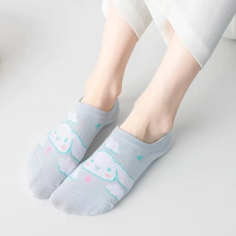 5 Pairs of New Cute Cartoon Cardboard Boat Socks With High Aesthetic Value Sanrio Kuromi Women\'s Short Socks