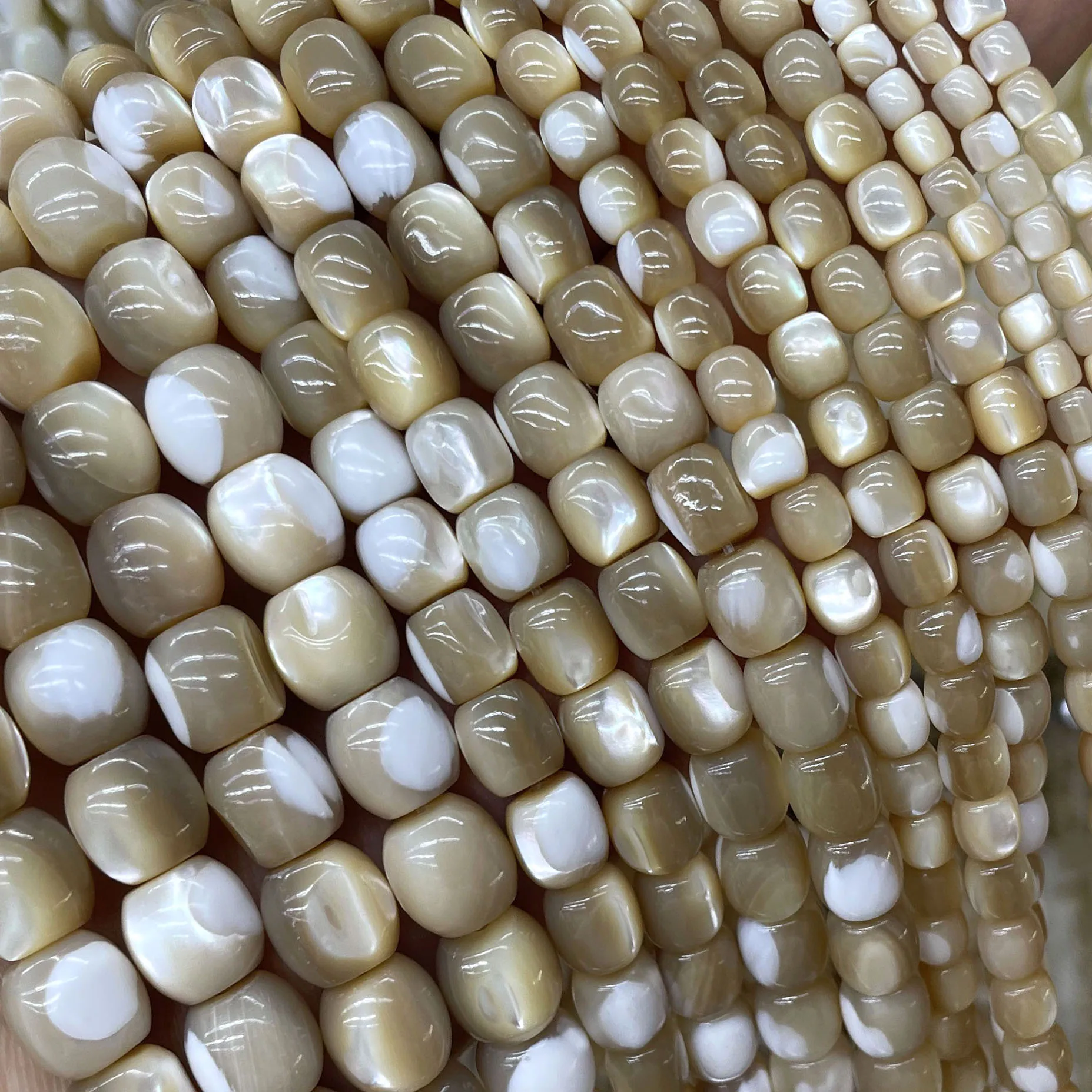 4 6 8 مللي متر قذيفة بيضاء طبيعية أم اللؤلؤ أسطواني الشكل خزر عازل لصنع المجوهرات عقد دي اي واي سوار الإكسسوار #5