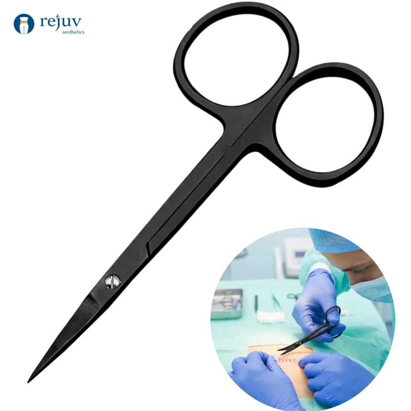 

Carbon Steel Cosmetic Scissors with Black Coating Straight and Curved Head Flare Free Matte Finish