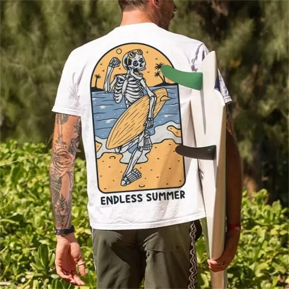 

25 Funny Print Shirt Suitable for Summer Surf Skateboard Beach Unisex Clothing Men's Fashion Short Sleeve Vintage Cotton T-Shirt