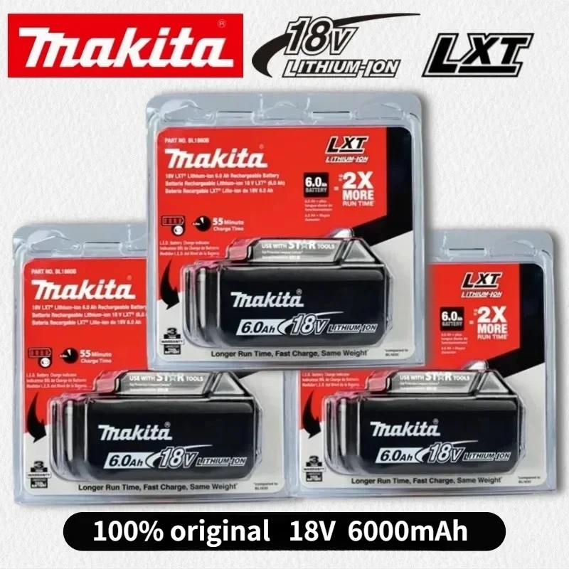 

100% Original Makita Battery,18V 6.0Ah Rechargeable Battery, Replacing Makita BL1830B L1840B L1850B L1860B,power Tool Battery