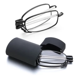 Hot Fashion Mini Design Reading Glasses Men Women Folding Small Glasses Frame Black Metal Glasses With Original Box Portable