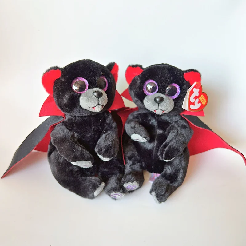 15cm Ty Beanie Bellie Big Eyes Stuffed Plush Toy Soft Cute Animal Doll Black Demon Bear Bearla Children Birthday New Year Gifts